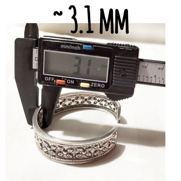 Vintage 925 Sterling Silver Flower embossed Art Deco Cuff Bangle 30 gram - Picture 11 of 13